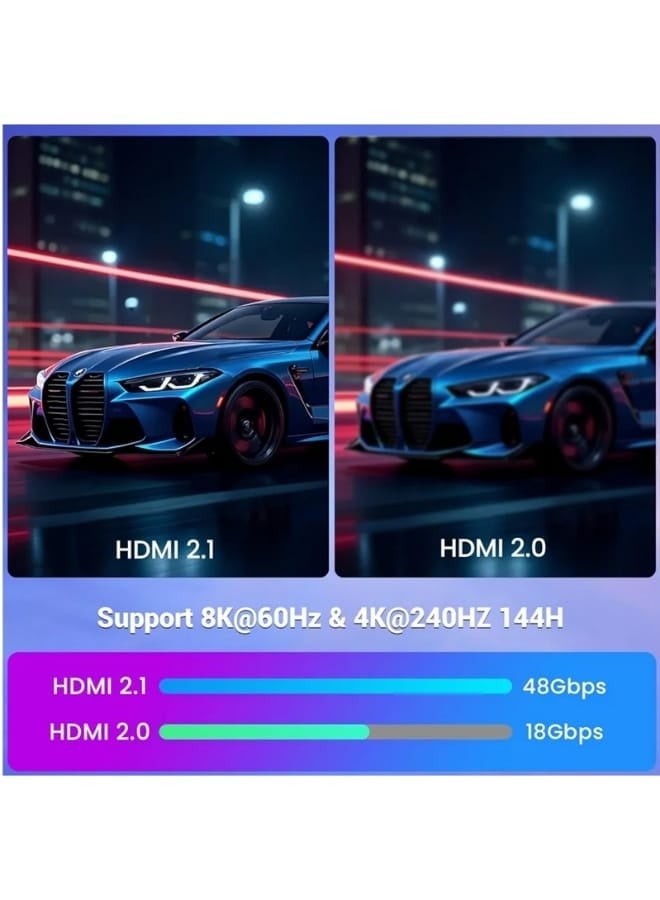 traditious 8K HDMI 2.1 Cable 2M, High Speed HDMI Cord 48Gbps 8K@60Hz, 4K@240Hz/144Hz/120Hz, Support eARC/Dolby/HDR 10+/HDCP 2.2&2.3, Compatible with PS5/Xbox Series X/Samsung/ LG 8K TV/Home Theater Black - Image 3